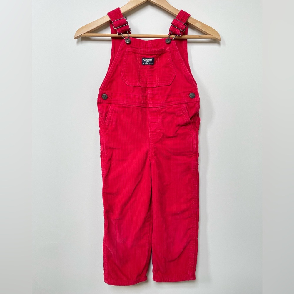 Red Corduroy Oshkosh Overalls, 4T